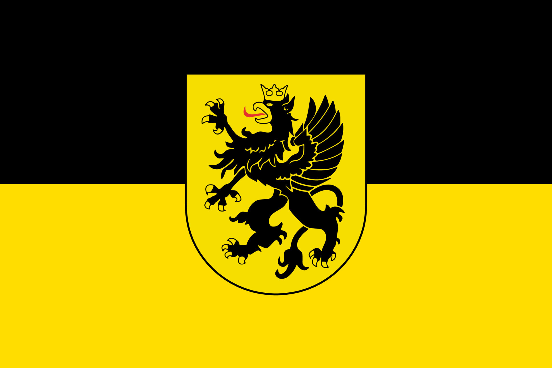 Flaga i herb Kaszub — Czarny Gryf